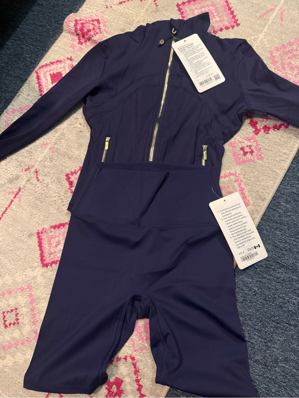 Lululemon Navy Define Jacket & High-Rise Biker Shorts Set | Size 4 | NWT